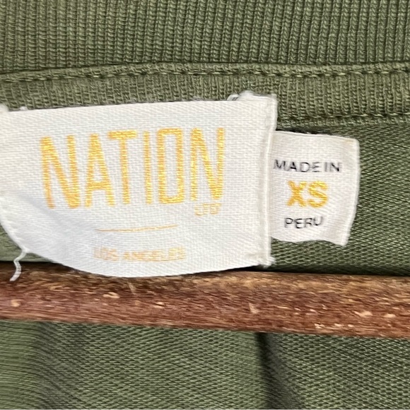 NATION LTD Garner Combo Romper - Ivy Green Size XS Cotton Puff Sleeves Neutral - Picture 12 of 16